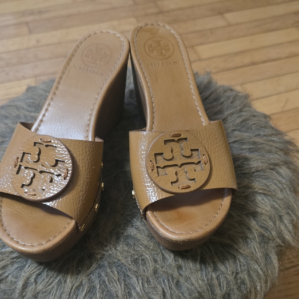Tory Burch Brown Leather Mules